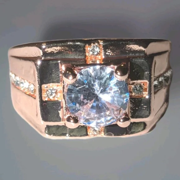 3CT Round Cut Lab Created Diamond Men's Ring 14K Rose Gold Plated